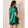 Ekouaer Satin Pajamas for Women Short Sleeve Silk Sleepwear 2 Piece Pjs Set with Ruffled Shorts Casual Loungewear(Green)