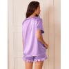 Ekouaer Satin Pajamas for Women Short Sleeve Silk Sleepwear 2 Piece Pjs Set with Ruffled Shorts Casual Loungewear(Light Purple)
