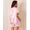Ekouaer Satin Pajamas for Women Short Sleeve Silk Sleepwear 2 Piece Pjs Set with Ruffled Shorts Casual Loungewear(Pink Flower)