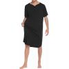 Ekouaer Sleepwear Men’s Nightshirt Short Sleeve Pajamas Comfy Big & Tall Henley Sleep Shirt M-XXXL(Black)