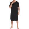 Ekouaer Sleepwear Men’s Nightshirt Short Sleeve Pajamas Comfy Big & Tall Henley Sleep Shirt M-XXXL(Black)