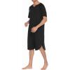 Ekouaer Sleepwear Men’s Nightshirt Short Sleeve Pajamas Comfy Big & Tall Henley Sleep Shirt M-XXXL(Black)