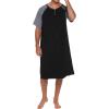 Ekouaer Sleepwear Men’s Nightshirt Short Sleeve Pajamas Comfy Big & Tall Henley Sleep Shirt M-XXXL(Black With Light Grey)