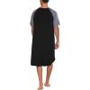 Ekouaer Sleepwear Men’s Nightshirt Short Sleeve Pajamas Comfy Big & Tall Henley Sleep Shirt M-XXXL(Black With Light Grey)