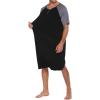 Ekouaer Sleepwear Men’s Nightshirt Short Sleeve Pajamas Comfy Big & Tall Henley Sleep Shirt M-XXXL(Black With Light Grey)