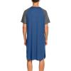 Ekouaer Sleepwear Men’s Nightshirt Short Sleeve Pajamas Comfy Big & Tall Henley Sleep Shirt M-XXXL(Blue With Dark Grey)
