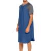 Ekouaer Sleepwear Men’s Nightshirt Short Sleeve Pajamas Comfy Big & Tall Henley Sleep Shirt M-XXXL(Blue With Dark Grey)
