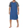 Ekouaer Sleepwear Men’s Nightshirt Short Sleeve Pajamas Comfy Big & Tall Henley Sleep Shirt M-XXXL(Blue With Dark Grey)