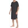 Ekouaer Sleepwear Men’s Nightshirt Short Sleeve Pajamas Comfy Big & Tall Henley Sleep Shirt M-XXXL(Dark Grey)