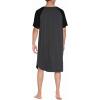Ekouaer Sleepwear Men’s Nightshirt Short Sleeve Pajamas Comfy Big & Tall Henley Sleep Shirt M-XXXL(Dark Grey With Black)