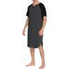 Ekouaer Sleepwear Men’s Nightshirt Short Sleeve Pajamas Comfy Big & Tall Henley Sleep Shirt M-XXXL(Dark Grey With Black)