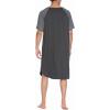 Ekouaer Sleepwear Men’s Nightshirt Short Sleeve Pajamas Comfy Big & Tall Henley Sleep Shirt M-XXXL(Dark Grey With Light Grey)