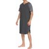 Ekouaer Sleepwear Men’s Nightshirt Short Sleeve Pajamas Comfy Big & Tall Henley Sleep Shirt M-XXXL(Dark Grey With Light Grey)