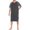 Ekouaer Sleepwear Men’s Nightshirt Short Sleeve Pajamas Comfy Big & Tall Henley Sleep Shirt M-XXXL(Dark Grey With Light Grey)