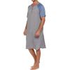 Ekouaer Sleepwear Men’s Nightshirt Short Sleeve Pajamas Comfy Big & Tall Henley Sleep Shirt M-XXXL(Grey With Light Blue)