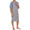 Ekouaer Sleepwear Men’s Nightshirt Short Sleeve Pajamas Comfy Big & Tall Henley Sleep Shirt M-XXXL(Grey With Light Blue)