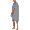 Ekouaer Sleepwear Men’s Nightshirt Short Sleeve Pajamas Comfy Big & Tall Henley Sleep Shirt M-XXXL(Grey With Light Blue)