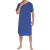 Ekouaer Sleepwear Men’s Nightshirt Short Sleeve Pajamas Comfy Big & Tall Henley Sleep Shirt M-XXXL(Navy Blue)