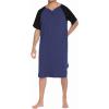 Ekouaer Sleepwear Men’s Nightshirt Short Sleeve Pajamas Comfy Big & Tall Henley Sleep Shirt M-XXXL(Navy With Black)