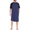 Ekouaer Sleepwear Men’s Nightshirt Short Sleeve Pajamas Comfy Big & Tall Henley Sleep Shirt M-XXXL(Navy With Black)