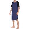 Ekouaer Sleepwear Men’s Nightshirt Short Sleeve Pajamas Comfy Big & Tall Henley Sleep Shirt M-XXXL(Navy With Black)
