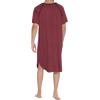 Ekouaer Sleepwear Men’s Nightshirt Short Sleeve Pajamas Comfy Big & Tall Henley Sleep Shirt M-XXXL(Wine)