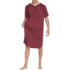 Ekouaer Sleepwear Men’s Nightshirt Short Sleeve Pajamas Comfy Big & Tall Henley Sleep Shirt M-XXXL(Wine)