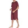 Ekouaer Sleepwear Men’s Nightshirt Short Sleeve Pajamas Comfy Big & Tall Henley Sleep Shirt M-XXXL(Wine)
