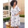 Ekouaer Sleepwear Womens Snap Front Nightgown Housecoat Cotton Duster Short Sleeve House Dress(White Purple Florals)