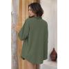Ekouaer Waffle Knit Lounge Sets for Women Short Sleeve Pajamas Button Down Pjs Oversized Loungewear Shorts Set(Army Green)