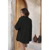 Ekouaer Waffle Knit Lounge Sets for Women Short Sleeve Pajamas Button Down Pjs Oversized Loungewear Shorts Set(Black)