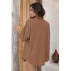 Ekouaer Waffle Knit Lounge Sets for Women Short Sleeve Pajamas Button Down Pjs Oversized Loungewear Shorts Set(Brown)