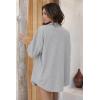 Ekouaer Waffle Knit Lounge Sets for Women Short Sleeve Pajamas Button Down Pjs Oversized Loungewear Shorts Set(Gray)