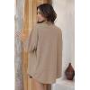 Ekouaer Waffle Knit Lounge Sets for Women Short Sleeve Pajamas Button Down Pjs Oversized Loungewear Shorts Set(Khaki)