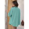 Ekouaer Waffle Knit Lounge Sets for Women Short Sleeve Pajamas Button Down Pjs Oversized Loungewear Shorts Set(Mint Green)
