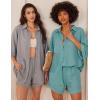 Ekouaer Waffle Knit Lounge Sets for Women Short Sleeve Pajamas Button Down Pjs Oversized Loungewear Shorts Set(Mint Green)