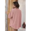 Ekouaer Waffle Knit Lounge Sets for Women Short Sleeve Pajamas Button Down Pjs Oversized Loungewear Shorts Set(Pink)