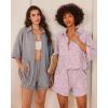 Ekouaer Waffle Knit Lounge Sets for Women Short Sleeve Pajamas Button Down Pjs Oversized Loungewear Shorts Set(Pink Dye)