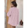 Ekouaer Waffle Knit Lounge Sets for Women Short Sleeve Pajamas Button Down Pjs Oversized Loungewear Shorts Set(Pink Dye)