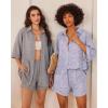 Ekouaer Waffle Knit Lounge Sets for Women Short Sleeve Pajamas Button Down Pjs Oversized Loungewear Shorts Set(Purple Dye)
