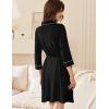 Ekouaer Women Robes Shawl Collar Bathrobe Short Kimono Robe Soft Knit Bathrobes Ladies Sleepwear with Pockets Black XX-Large