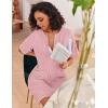 Ekouaer Women Zipper Robes Knit Short Bathrobe Lightweight House Coat with Pockets Soft Nightgown(Pink)