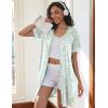 Ekouaer Women Zipper Robes Short Sleeves Housecoat Lightweight Bathrobes Zip Up Robe Casual Nightgown with Pockets S-2XL(Light Green Floral)