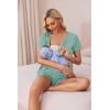 Ekouaer Women’s Maternity Nursing Pajama Sets Short Sleeve Postpartum Pajamas Breastfeeding Pregnancy Clothes(Aqua)