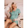 Ekouaer Women’s Maternity Nursing Pajama Sets Short Sleeve Postpartum Pajamas Breastfeeding Pregnancy Clothes(Aqua)