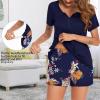 Ekouaer Women’s Maternity Nursing Pajama Sets Short Sleeve Postpartum Pajamas Breastfeeding Pregnancy Clothes(Navy Blue Flower)