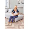 Ekouaer Women’s Maternity Nursing Pajamas Sets Breastfeeding Printed Sleepwear Short Sleeve 2 Pcs Henley Top and Pants Set(Navy Blue Print)