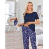 Ekouaer Women’s Maternity Nursing Pajamas Sets Breastfeeding Printed Sleepwear Short Sleeve 2 Pcs Henley Top and Pants Set(Navy Blue Print)