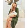 Ekouaer Womens Maternity Nursing Robe for Hospital V Neck Pregnancy Bathrobes 3/4 Sleeve Labor Delivery Nightgowns(Army Green)