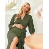 Ekouaer Womens Maternity Nursing Robe for Hospital V Neck Pregnancy Bathrobes 3/4 Sleeve Labor Delivery Nightgowns(Army Green)